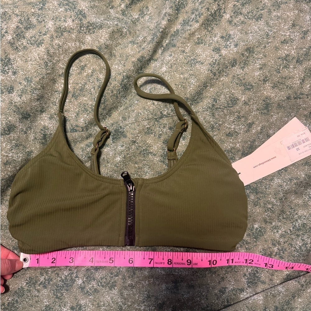 My Bikini Story NWT Olive Green Zip Bikini Top - Women’s XS - Picture 7 of 7
